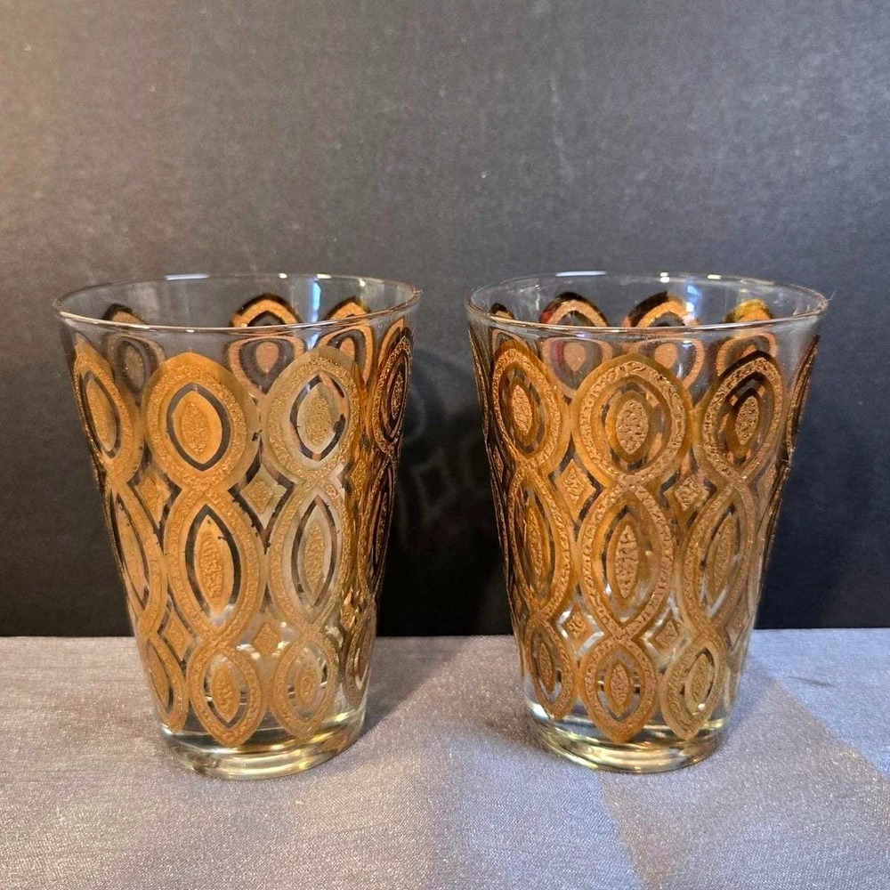 Vintage Culver Hollywood Regency‎ Double Old Fashion Glasses (Set of 2)